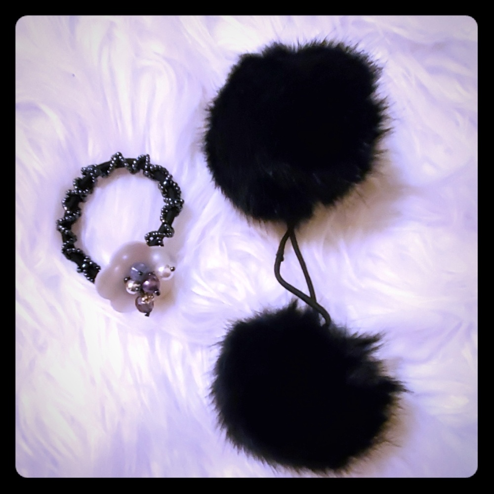 Boutique bundle of two ponytail holders black